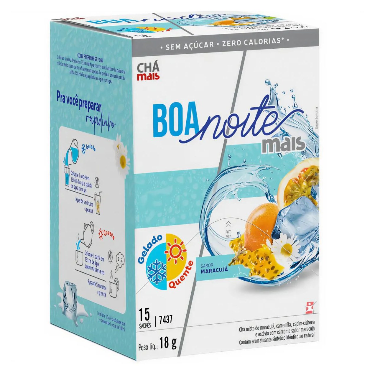 Cha Boa Noite Infusão Gelado ou Quente Maracujá 15 Saches - Chá Mais