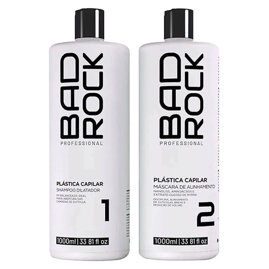 Bad Rock Plástica Capilar - Kit Escova Progressiva Orgânica Nanotecnologia 2X 1L