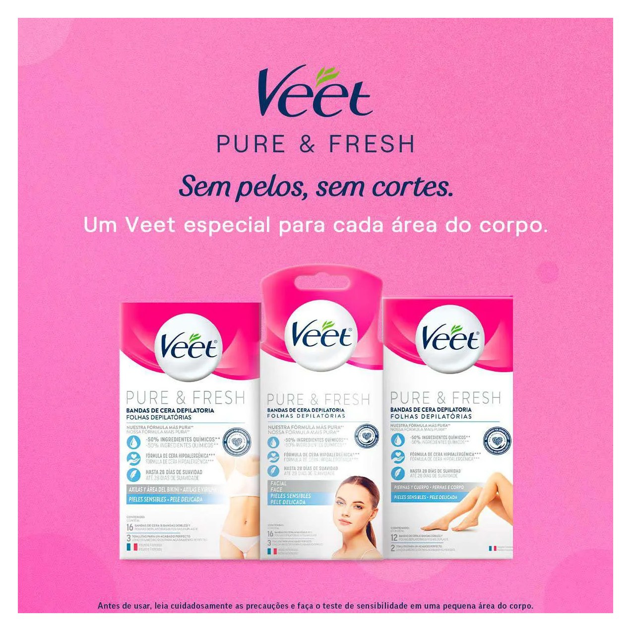 Folha Depilatória Facial Veet Pure & Fresh 12 unidades