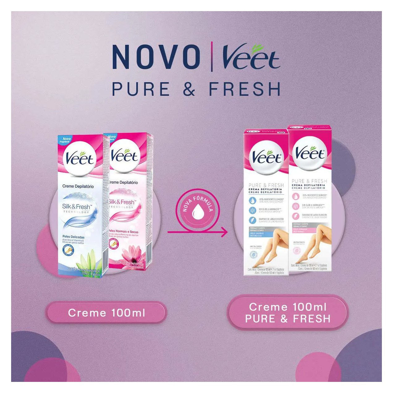 Creme Depilatório Veet Pure & Fresh Pele Normal 100ml