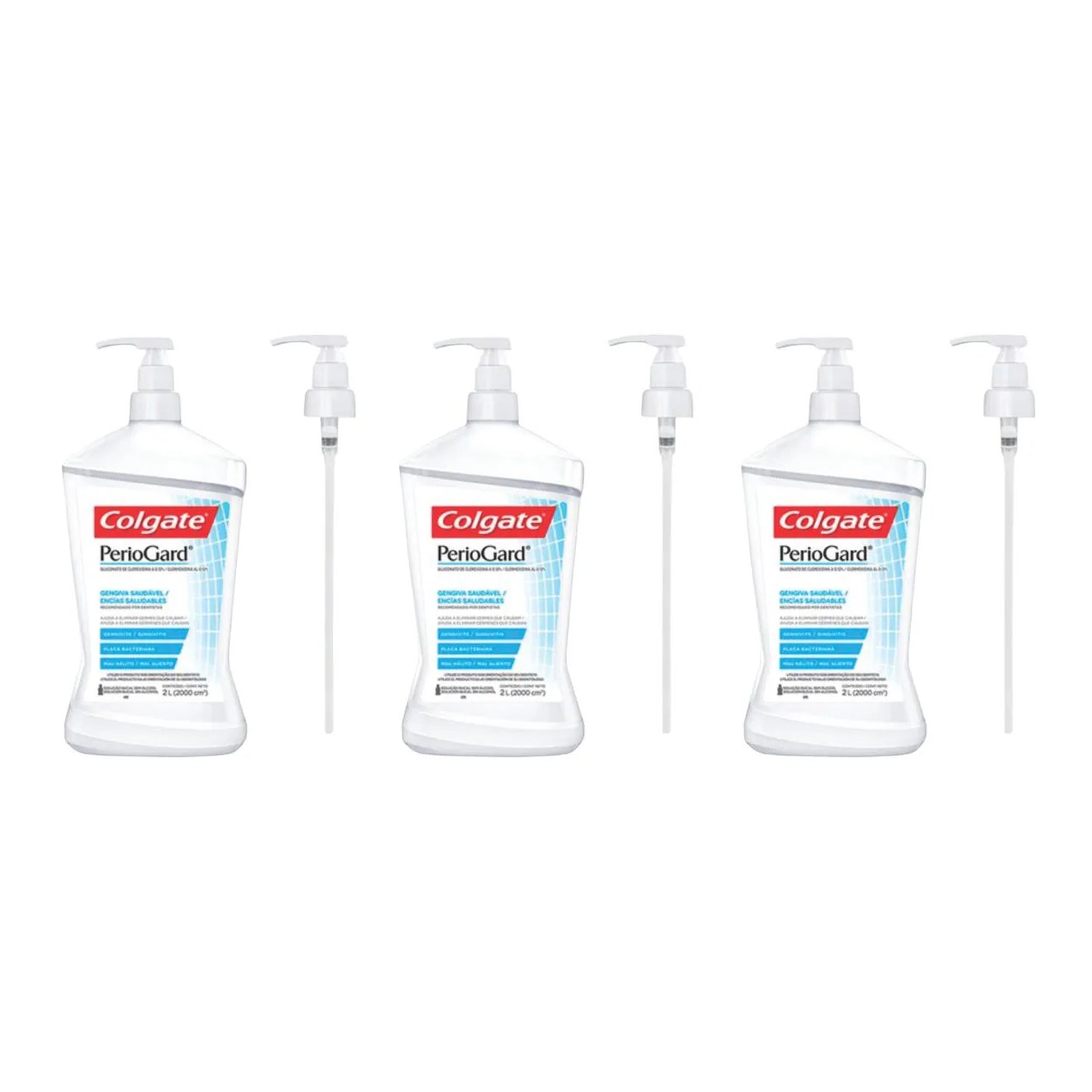 Kit 3 Enxaguante Antisséptico Bucal Periogard com Válvula Pump 2L - Colgate