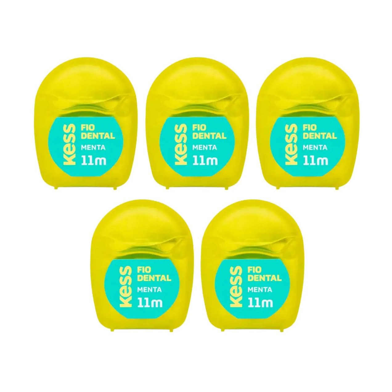 Kit 5 Fio Dental Encerado Menta Mini 11M - Kess