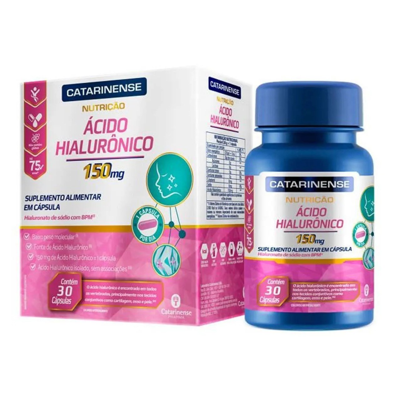 Acido Hialurônico - 30 Cápsulas - Catarinense Nutrição