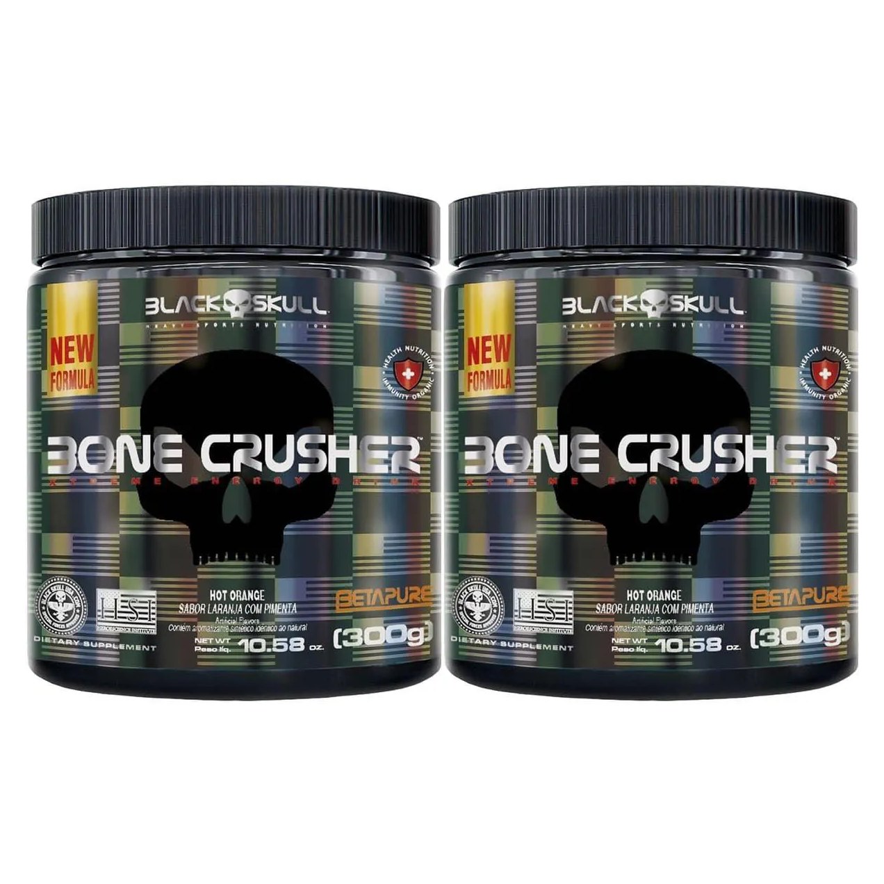 Kit 2X Bone Crusher Nova Fórmula - 300G Hot Orange - Black Skull