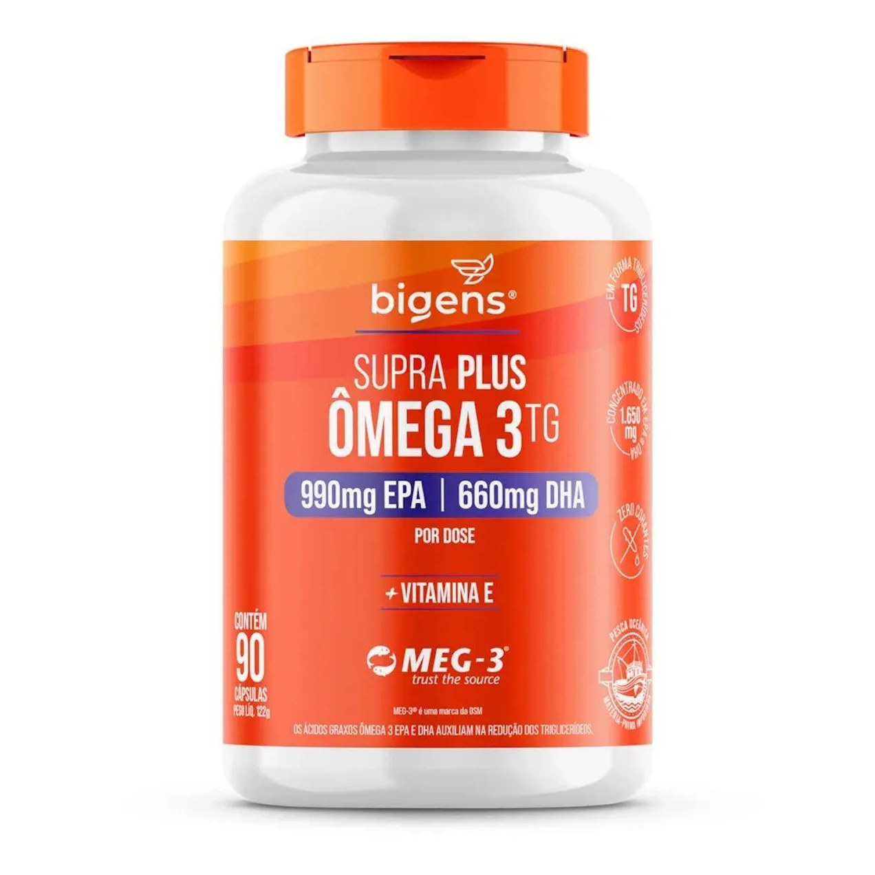 Supra Plus Omega 3 + Vitamina e - 90 Cápsulas - Bigens
