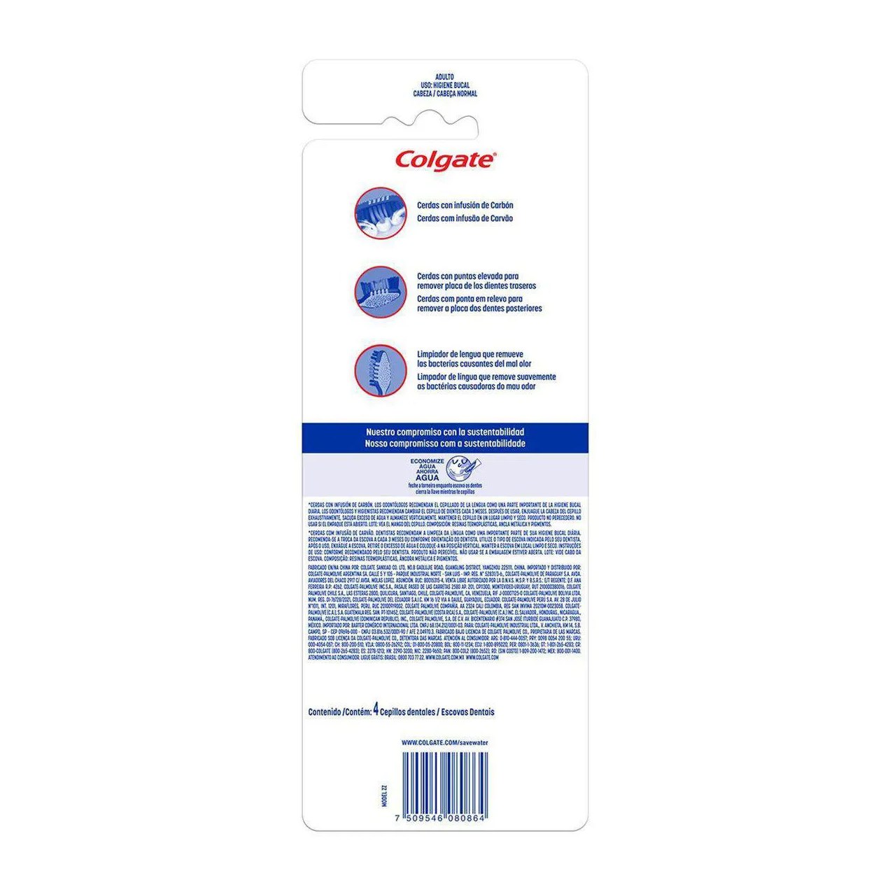 Escova de Dente Colgate ZigZag Carvão 4 unidades