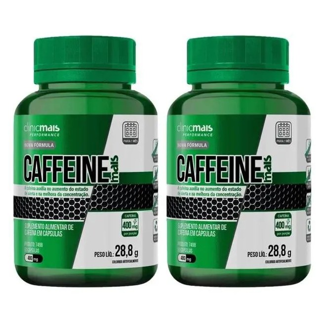 Kit 2x Caffeine Mais (cafeína Pura) 400mg 60 cápsulas - Clinicmais