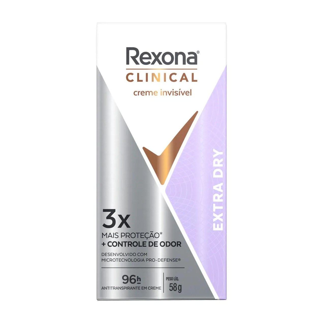 Desodorante Antitranspirante Stick Creme Rexona Clinical Extra Dry Feminino 96h 58g