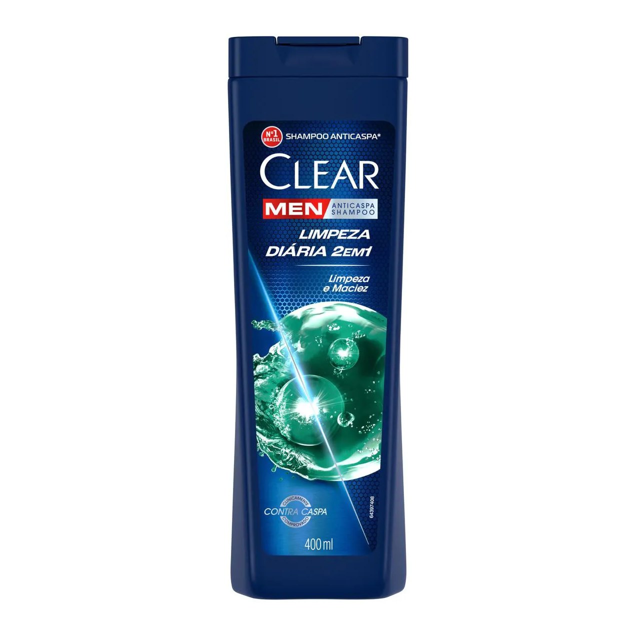 Shampoo Anticaspa Clear Men Limpeza Diária 2 em 1 400ml