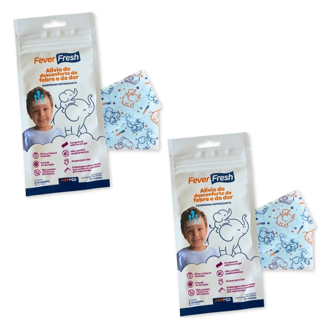 2X Fever Fresh Compressa Refrescante Dor Febre 2 Un - Agpmed