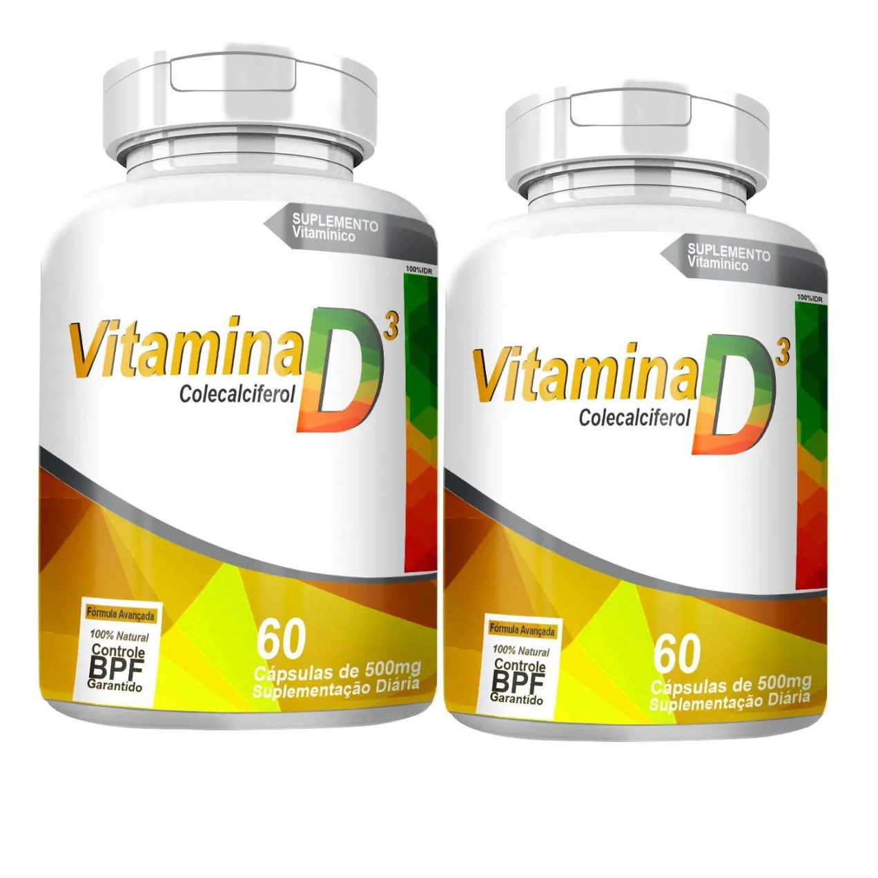 Vitamina D3 Colecalciferol 2000Ui Kit com 2 Potes com Total de 120 Capsulas