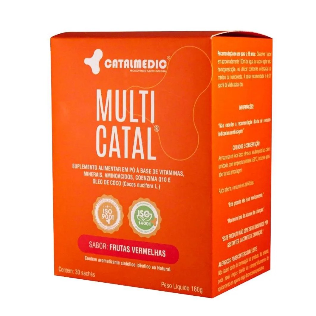 Multicatal  Suplemento Alimentar em Pó a Base de Vitaminas, Minerais, Aminoácidos, Coenzima Q-10 e Óleo de Coco (Cocos Nucífera L.).