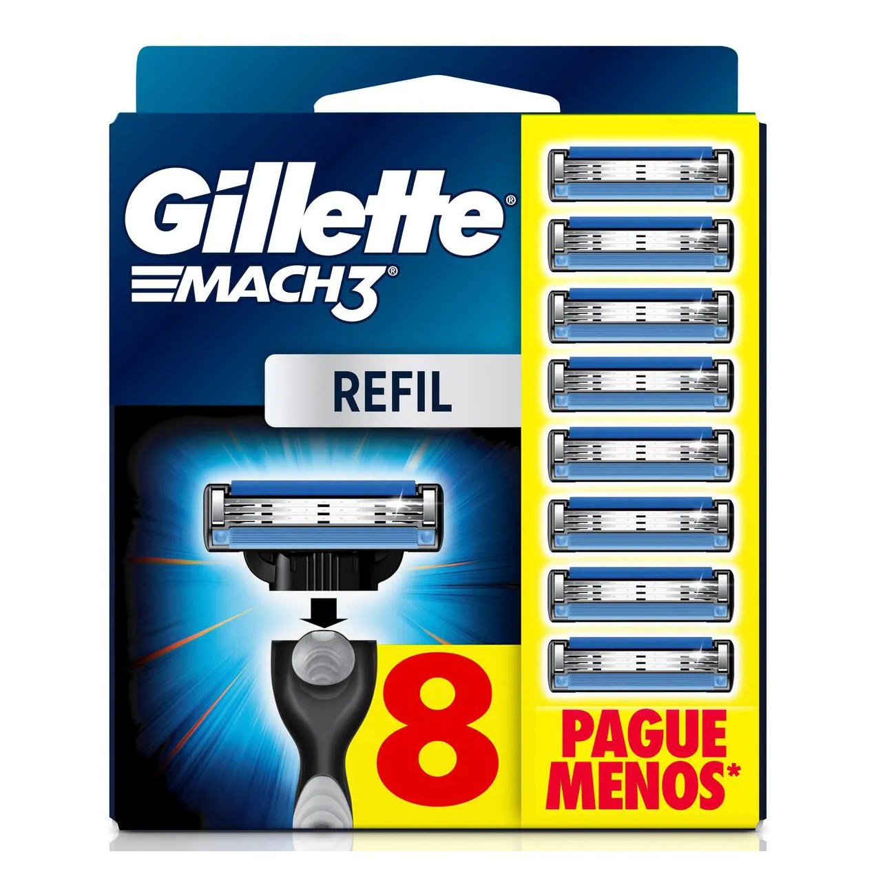 Carga para Aparelho de Barbear Gillette Mach3 com 8 unidades
