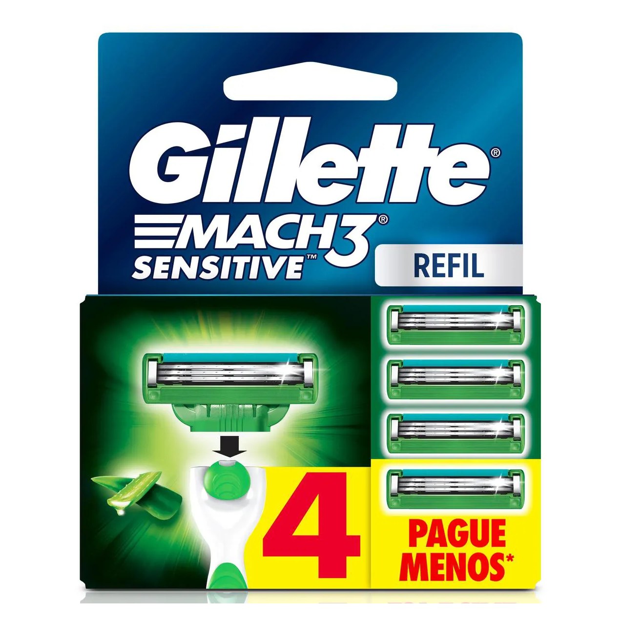 Carga para Aparelho de Barbear Gillette Mach3 Sensitive com 4 unidades