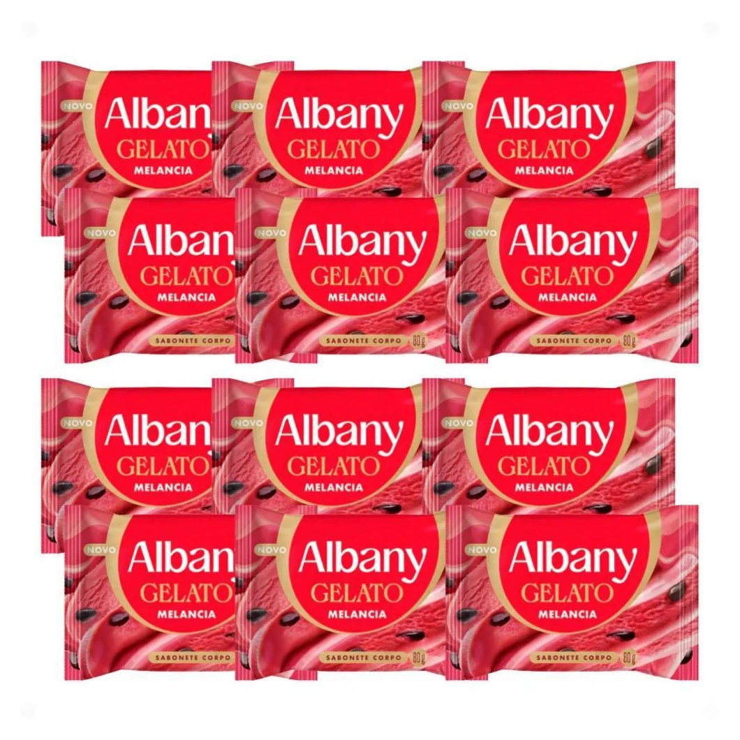 Kit Albany Sabonete Corporal em Barra Gelato Melancia 80G com 12