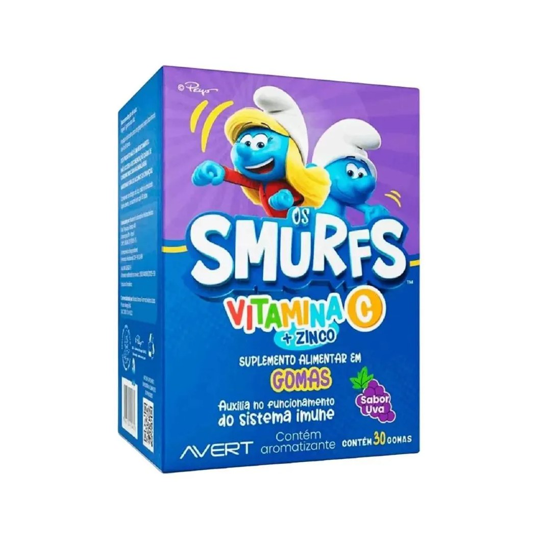 Vitamina C + Zinco Smurfs Sabor Uva 30 Gomas