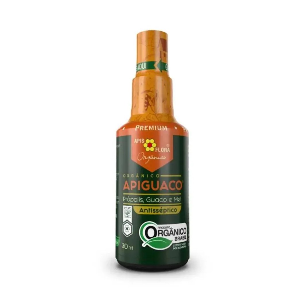 Apiguaco Orgânico Antisséptico  Spray Apis Flora Própolis Guaco e Mel 30Ml