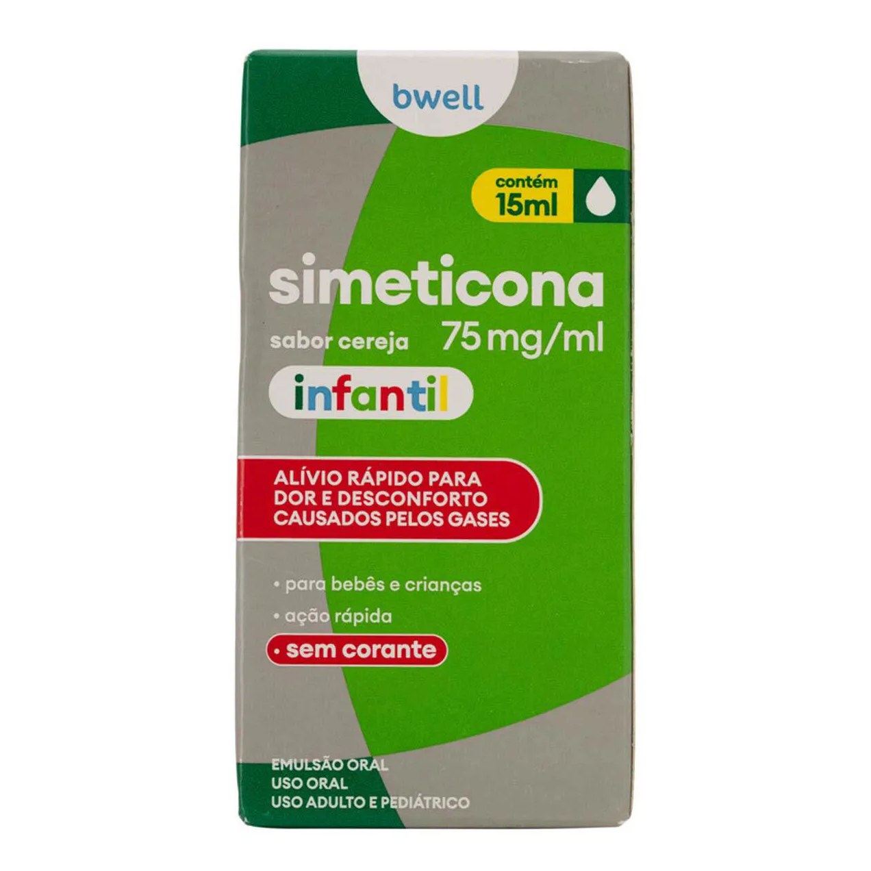 Simeticona bwell Infantil 75mg/ml Sabor Cereja 15ml