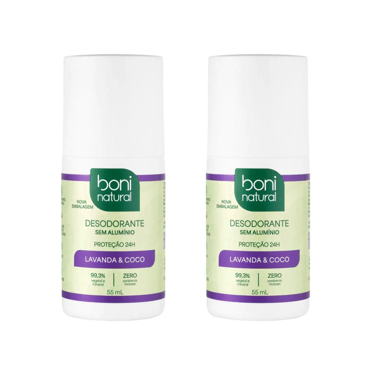 Kit 2 Desodorante Roll-On Boni Natural Coco e Lavanda 55Ml