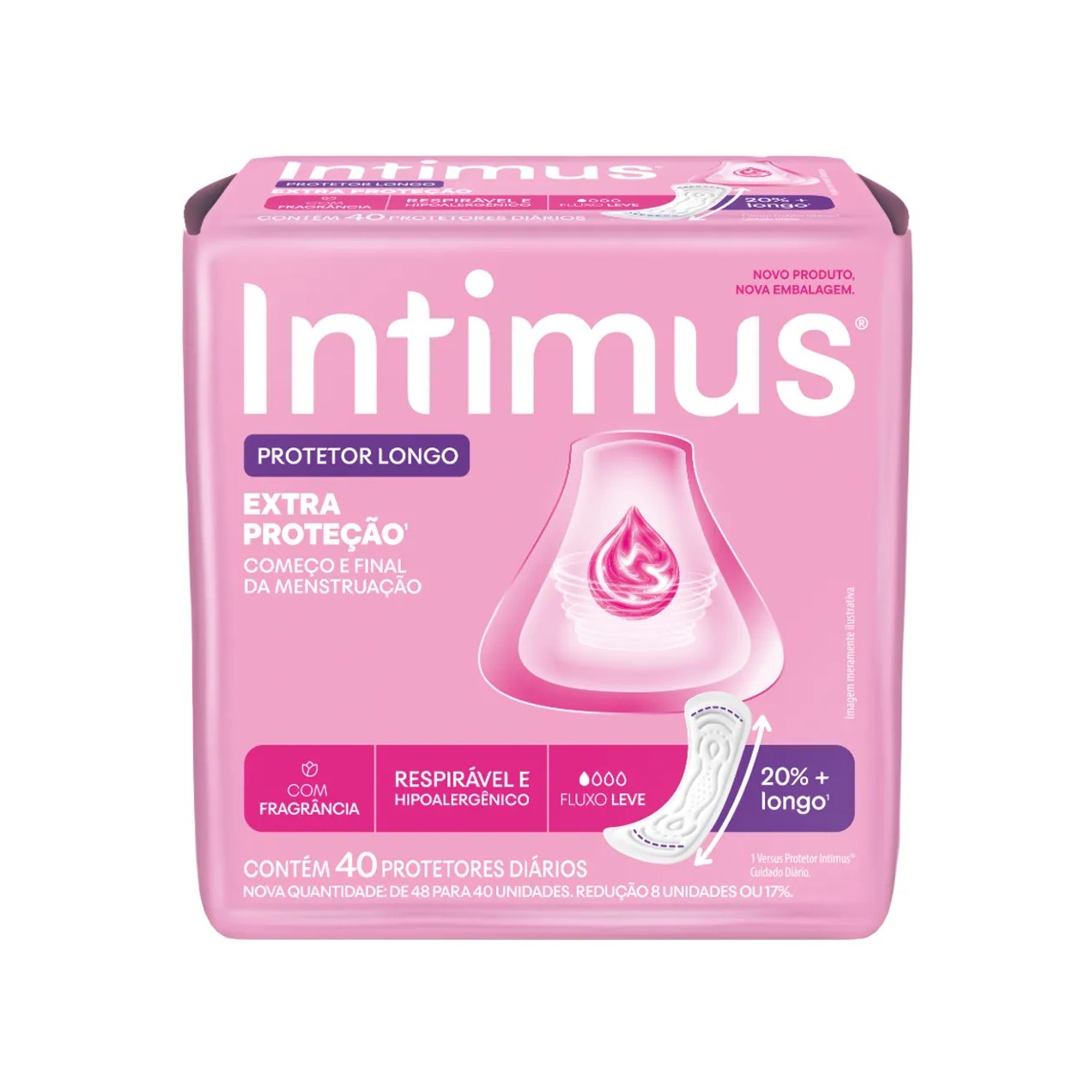Protetor Diário Intimus Longo Extra Proteção 40 unidades
