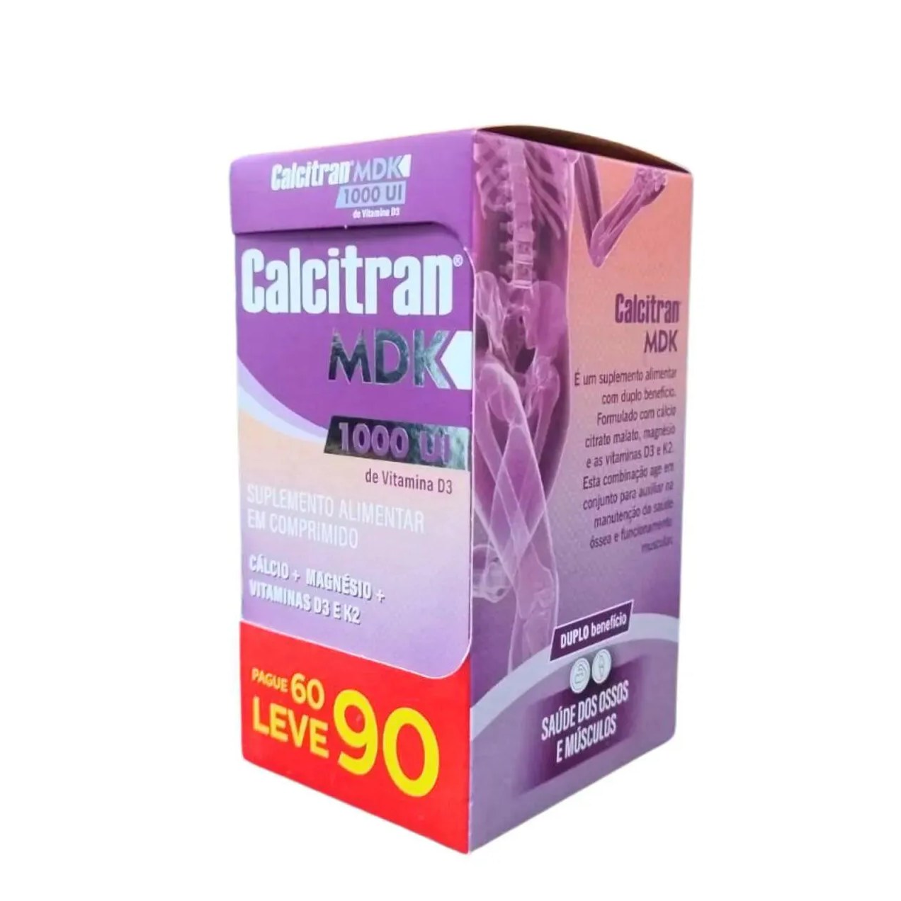 Suplemento Alimentar Calcitran Mdk + Vitamina D3 1000Ui - Leve 90 Pague 60