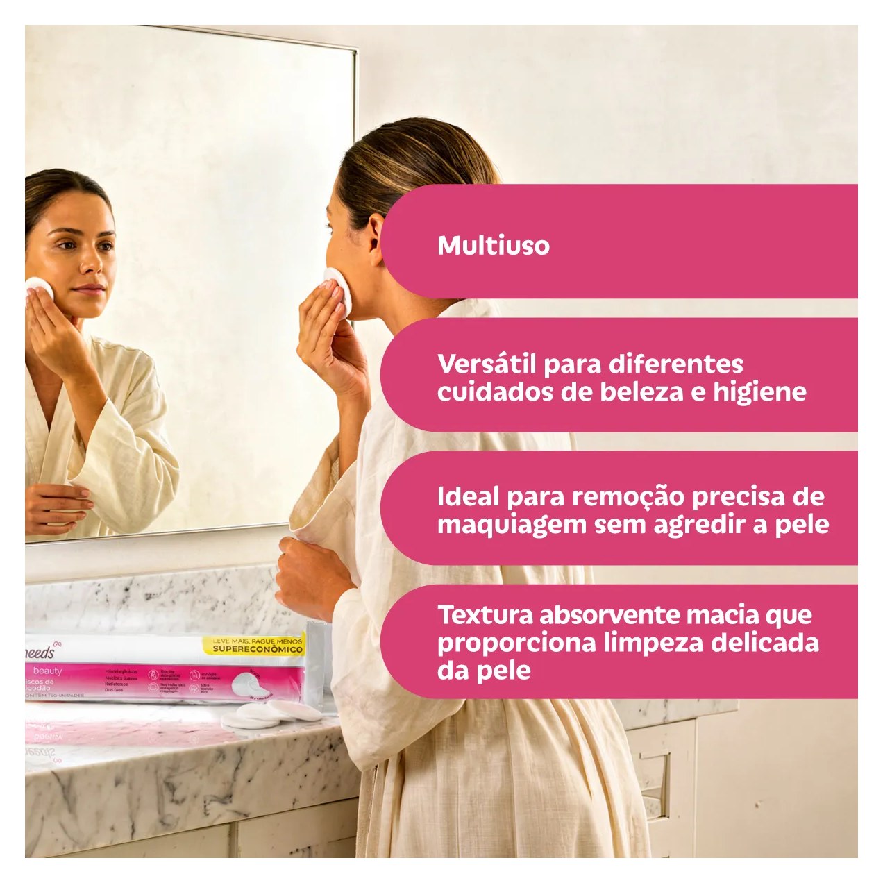 Algodão em Disco Needs Beauty 150 unidades