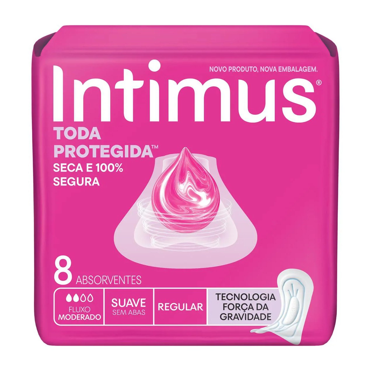 Absorvente Intimus Toda Protegida Cobertura Suave Sem Abas com 8 unidades
