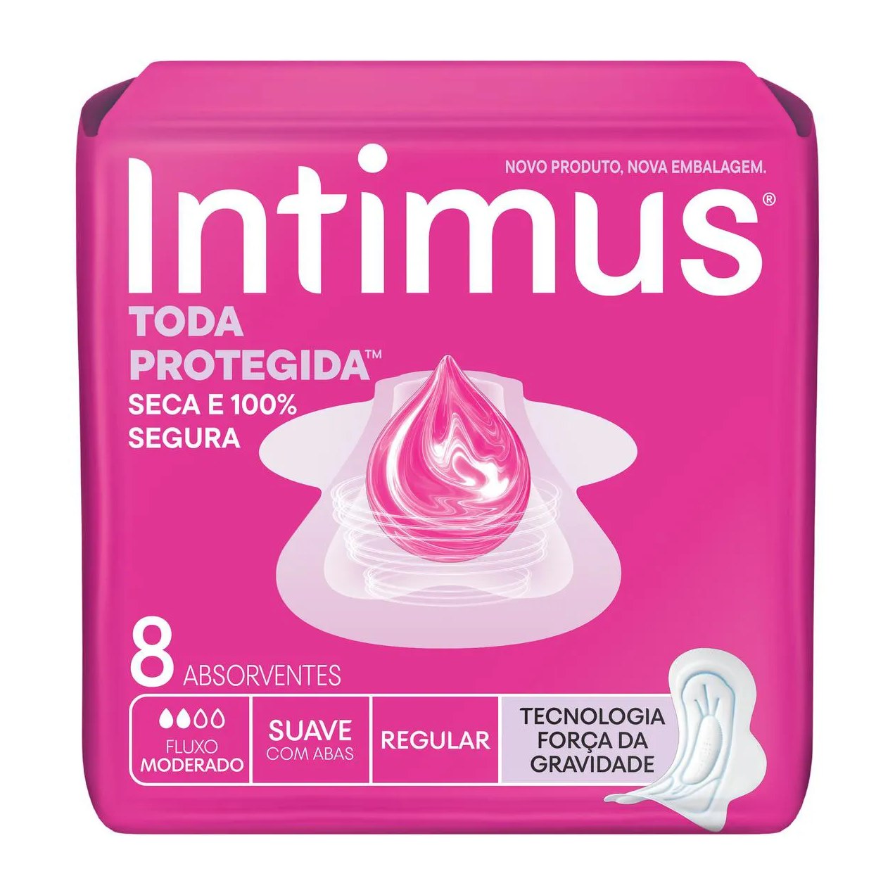 Absorvente Intimus Toda Protegida Cobertura Suave com Abas 8 unidades