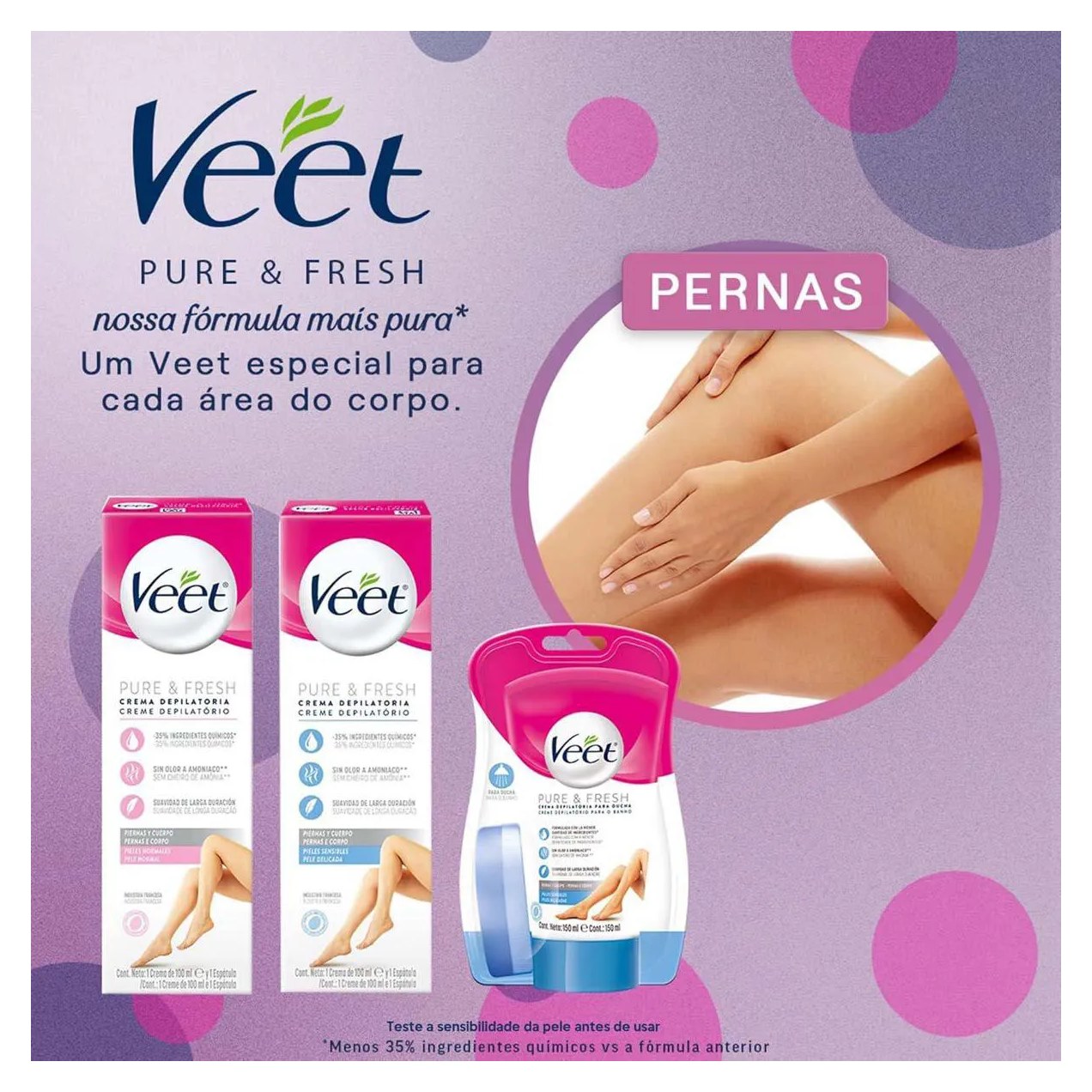 Folha Depilatória Pernas e Corpo Veet Pure & Fresh 12 unidades