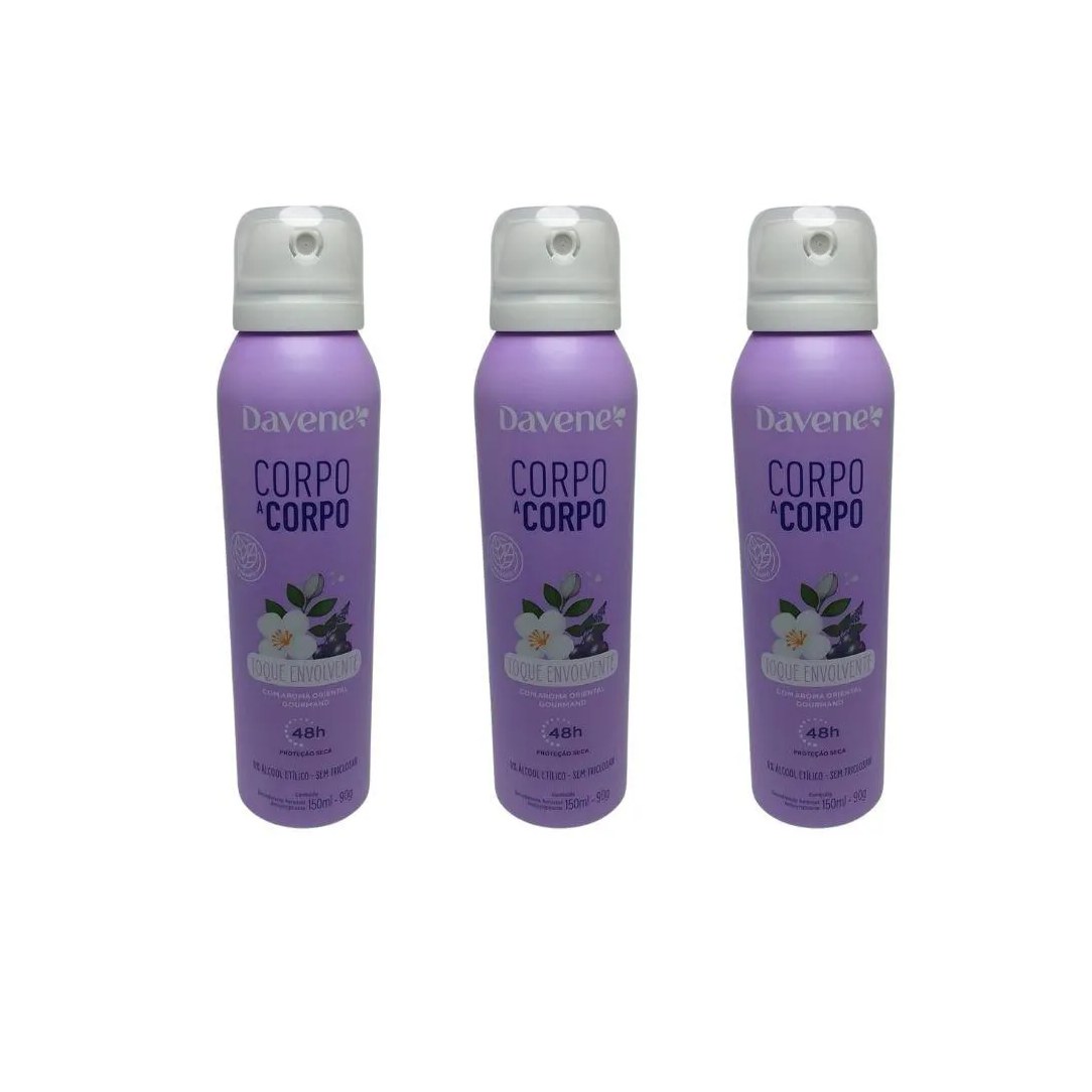 Desodorante Aero Davene Corpo a Corpo Env 150ml-kit C/3Un