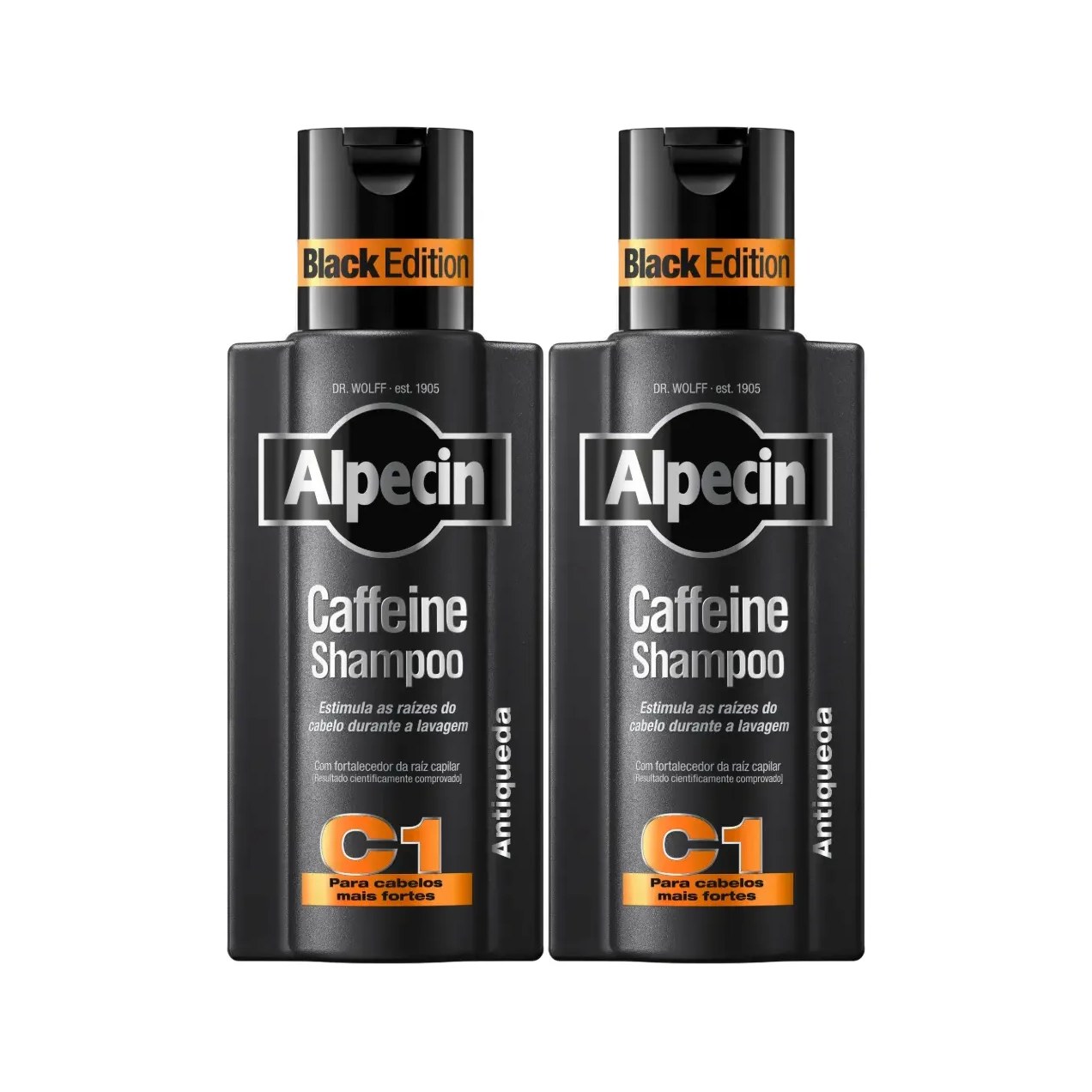 Kit Shampoo Antiqueda Alpecin Caffeine Black Edition 250ml 2 unidades