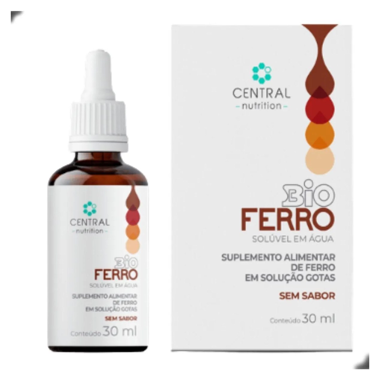 Bio Ferro Biscglicinato Soluvel em Agua 30ml Central Nutrition sem Sabor