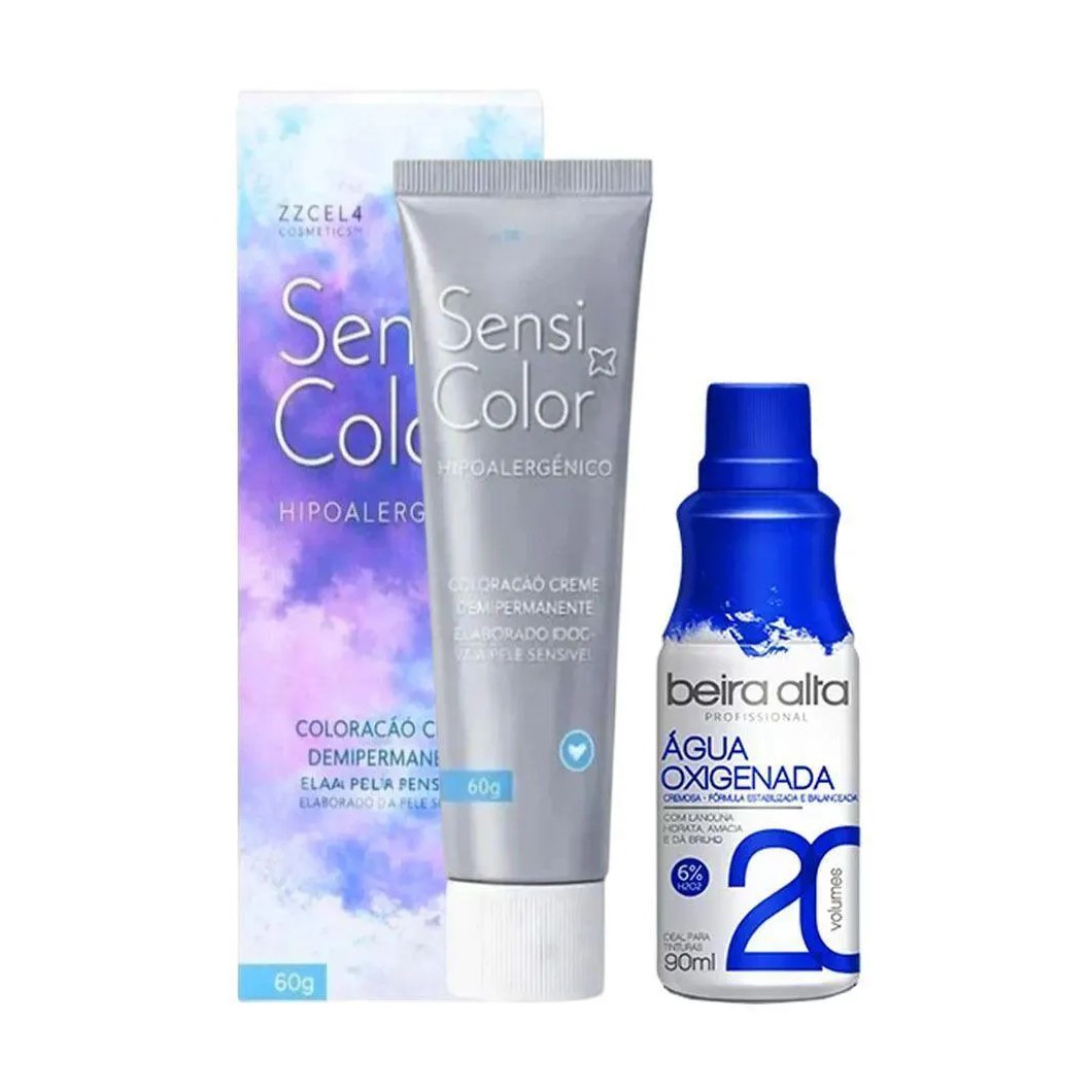 Tintura Hipoalergênica Cor 6.7 Chocolate Alergoshop 60g + Água Oxigenada Beira Alta 20 Volumes 90ml