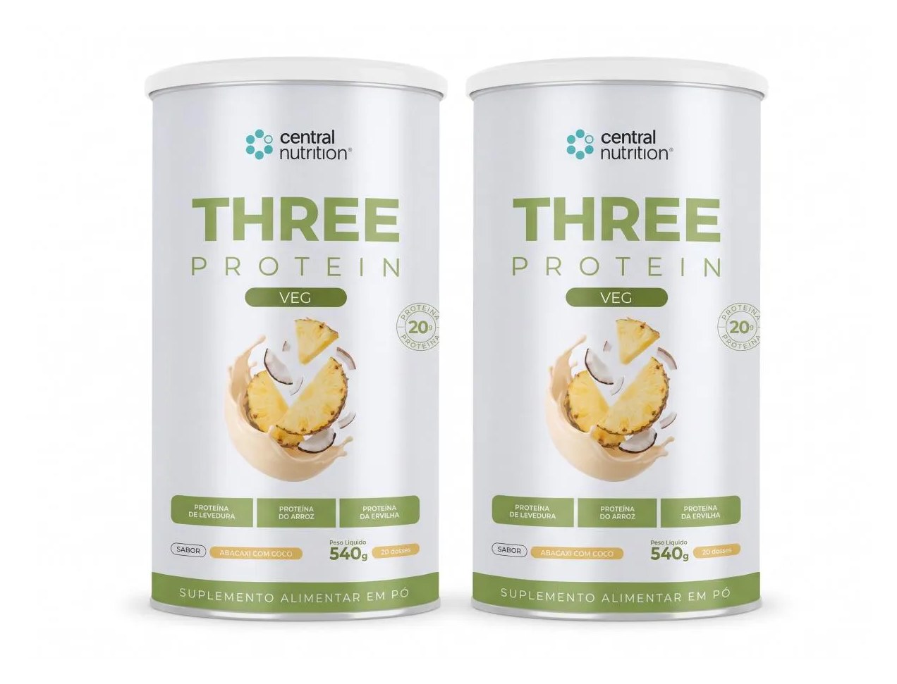 Kit 2x Suplemento Whey Protein Vegano Three Protein Vegan 540g - Central Nutrition Café