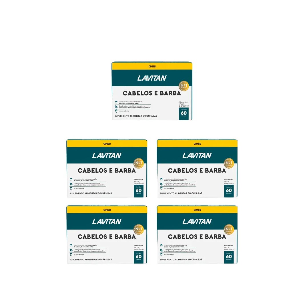 Kit 5 Suplemento Lavitan Cabelos e Barba com 60 Cáps - Cimed