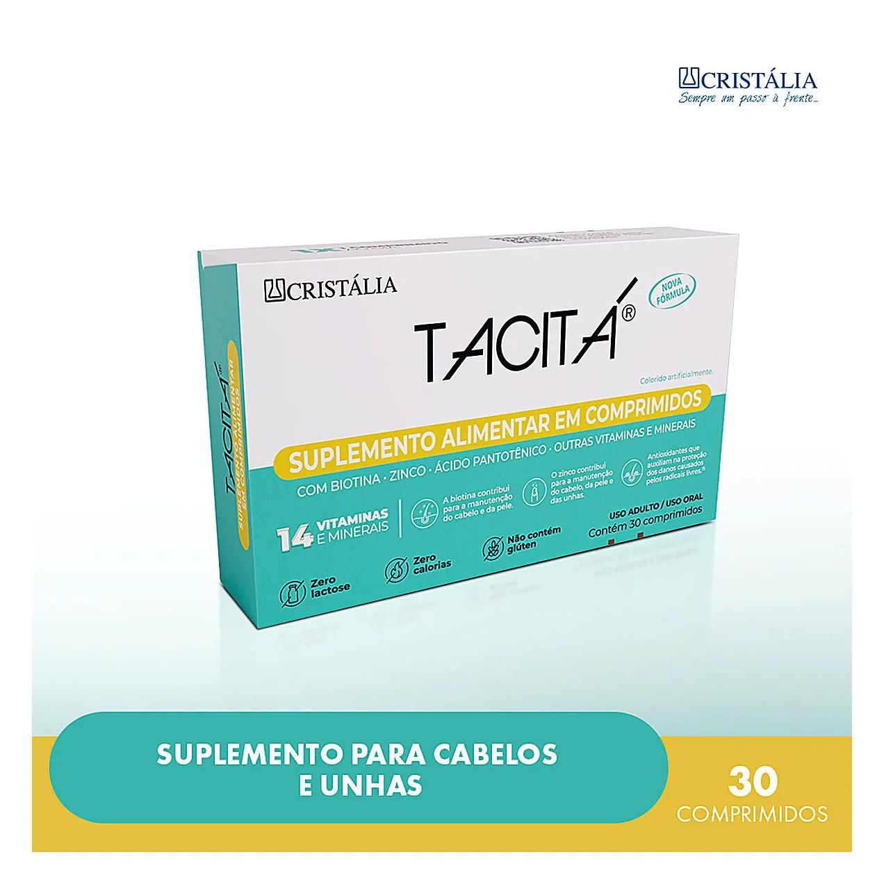Suplemento Vitamínico Tacitá Unhas e Cabelos - 30 Comprimidos