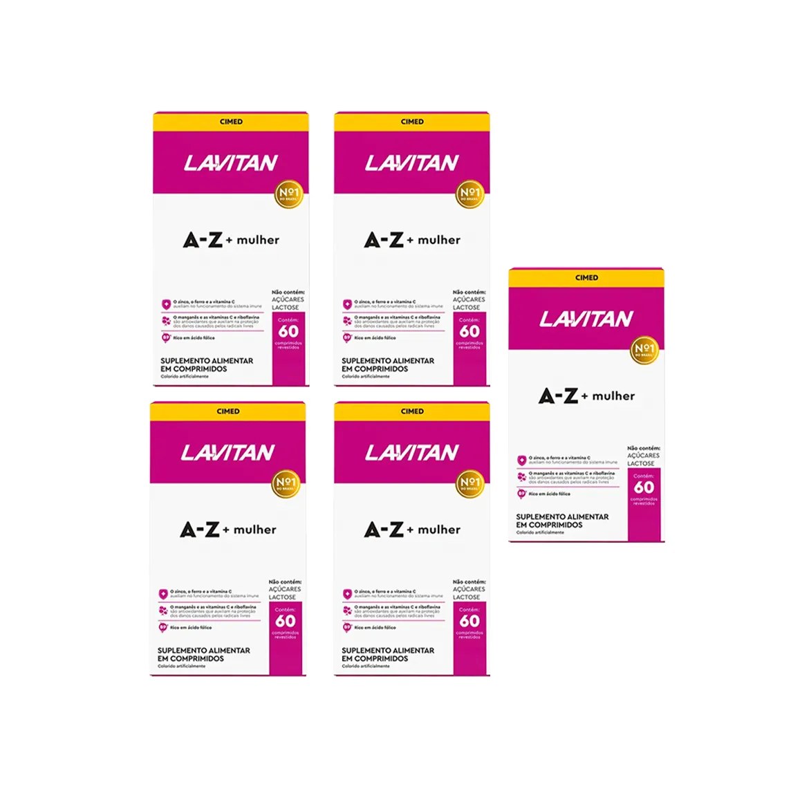 Kit 5 Lavitan A-Z Mulher Suplemento 60 Cápsulas - Cimed