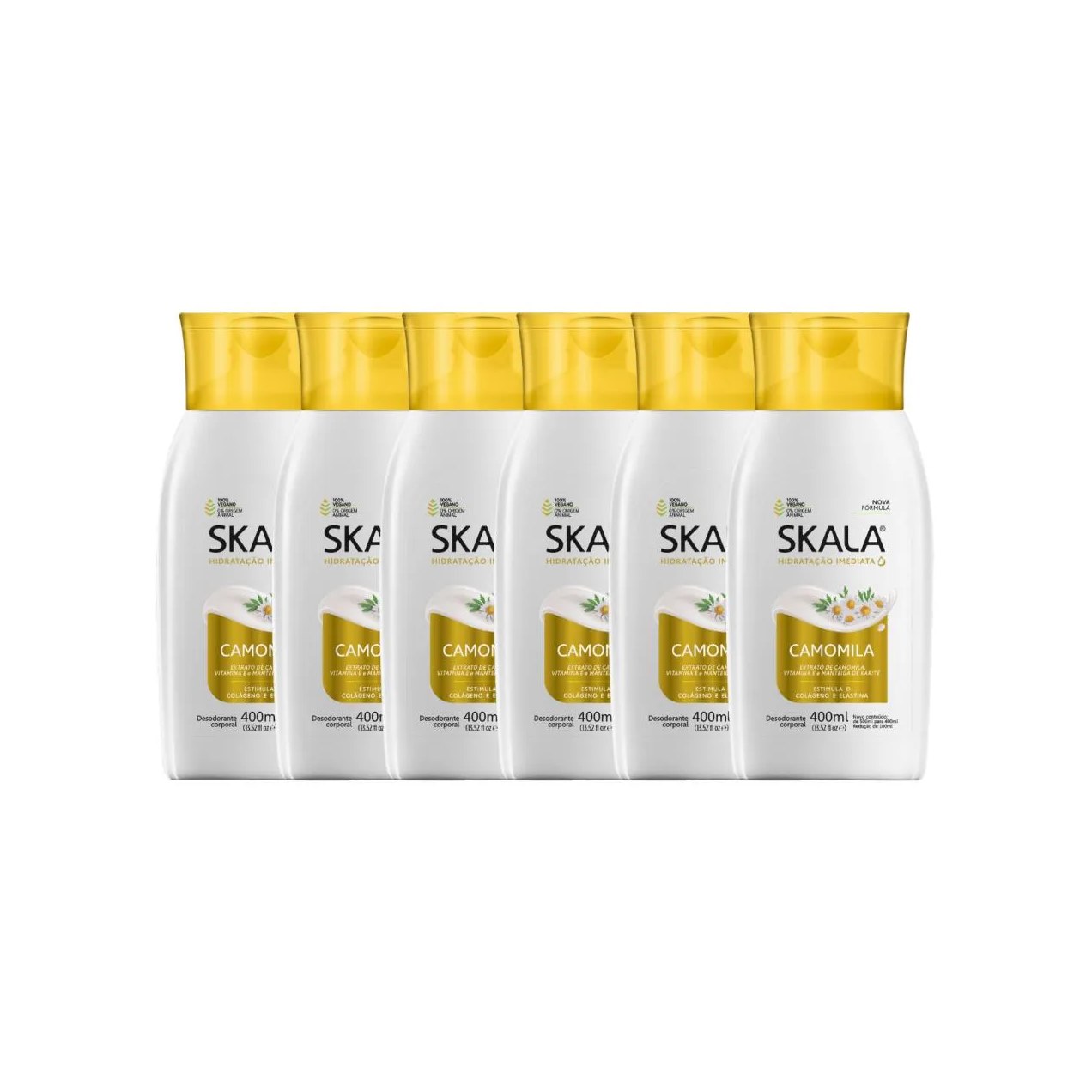 Kit 6 Loção Creme Hidratante Corporal Camomila Vegano Skala