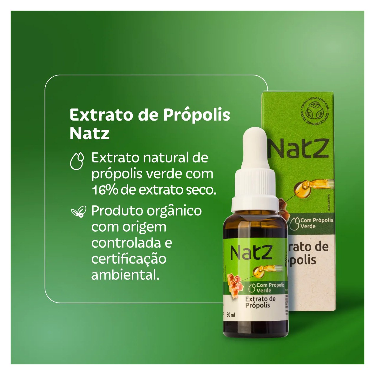 Extrato de Própolis Verde Natz Com Álcool 30ml