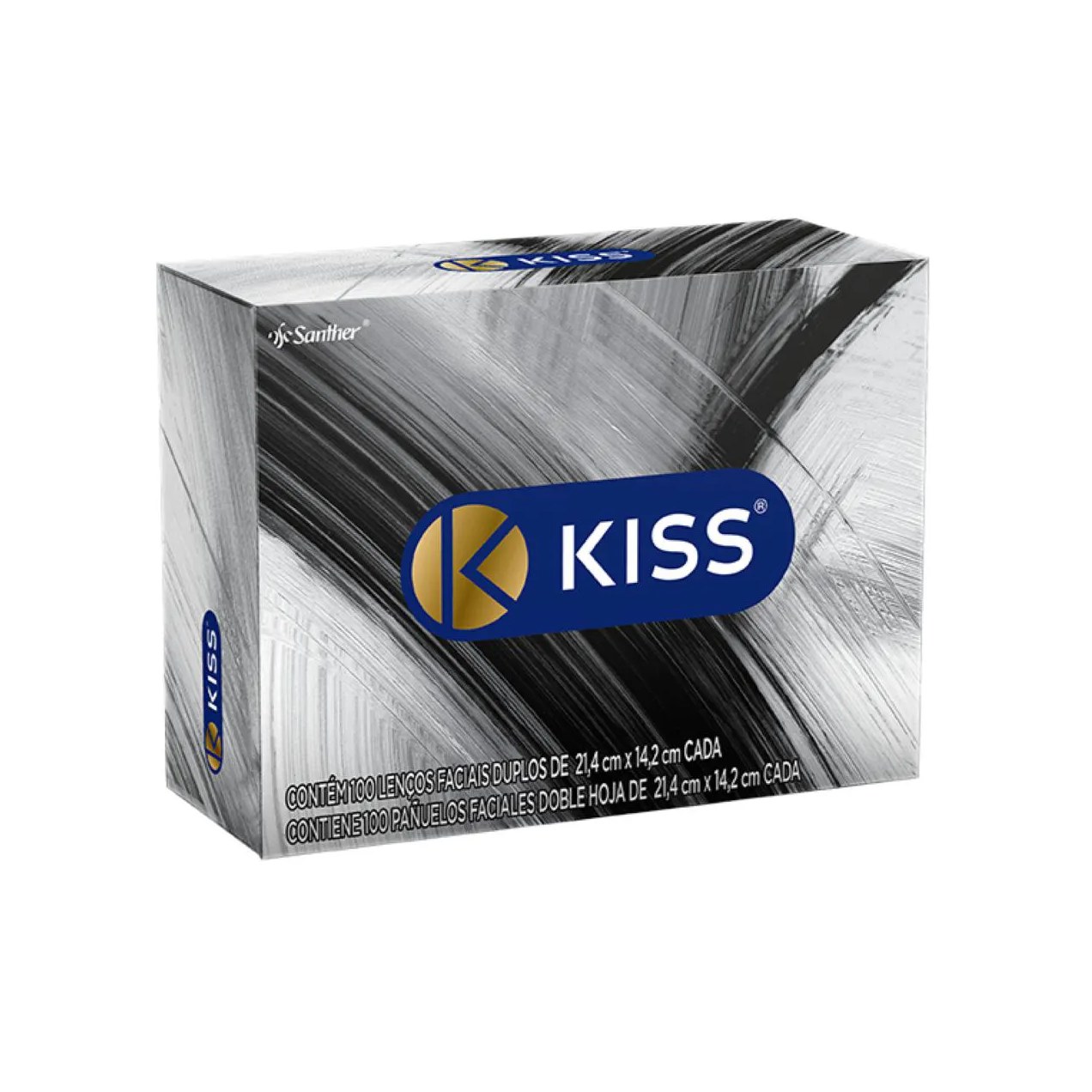 Lenço de Papel Facial Kiss Folha Dupla com 100 Unidades