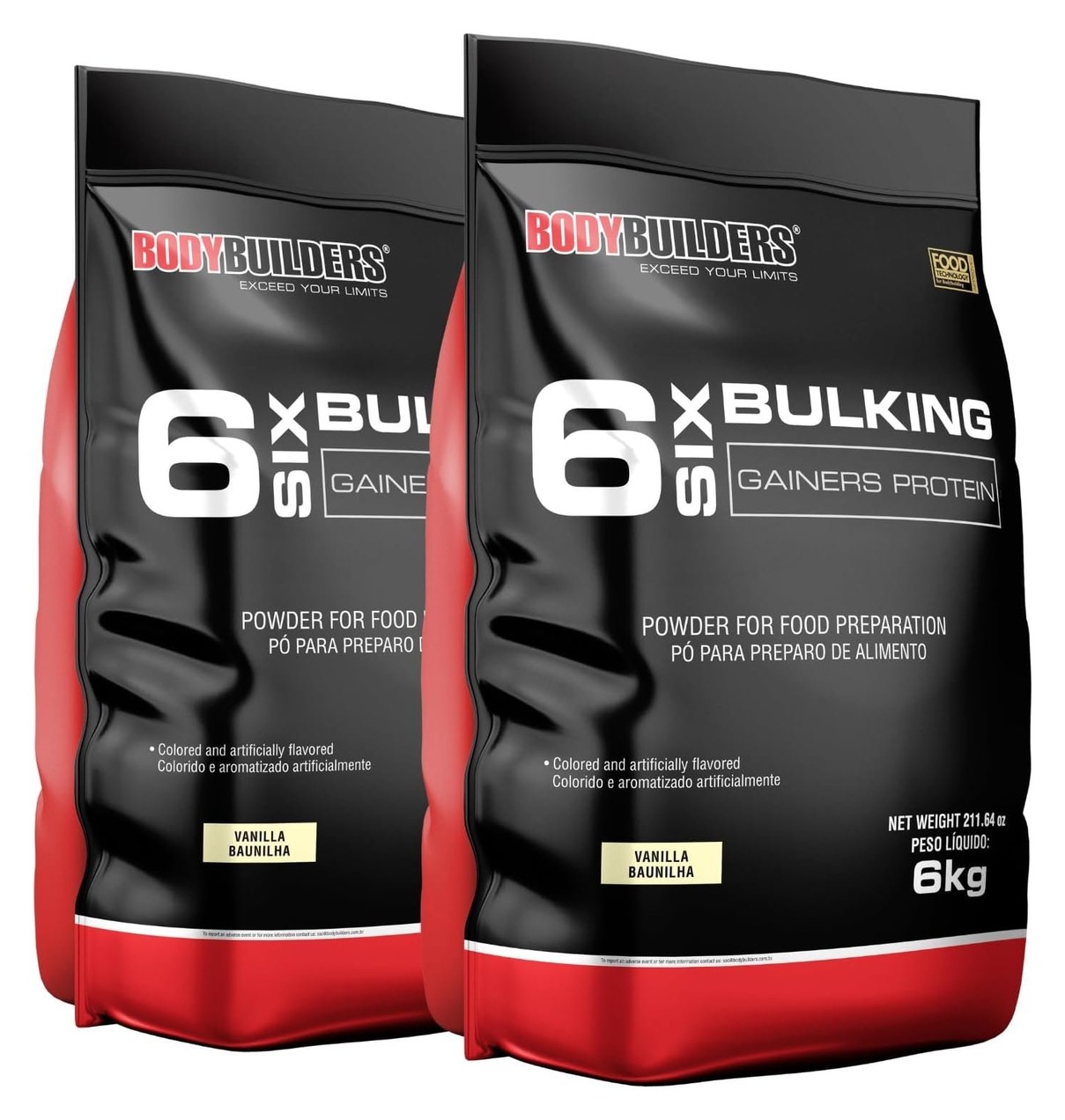 Kit 2x Hipercalórico 6 Six Bulking Baunilha 6kg – Bodybuilders