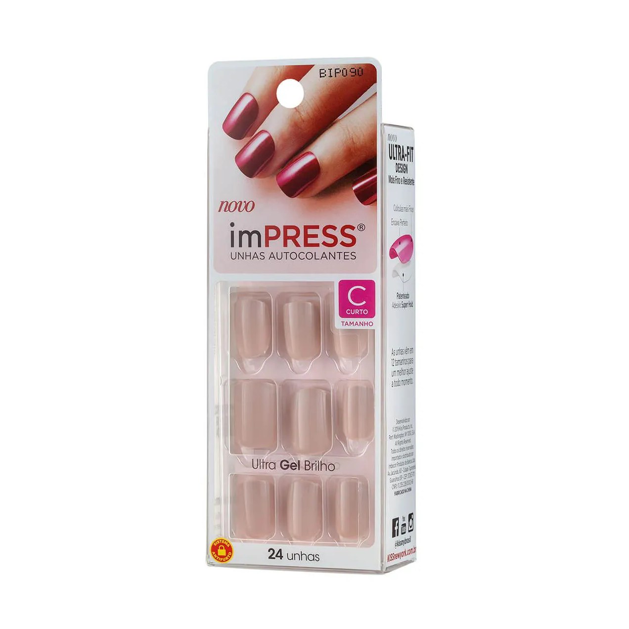 Unhas Autocolantes Impress Girlie Girl Curto com 24 Unidades