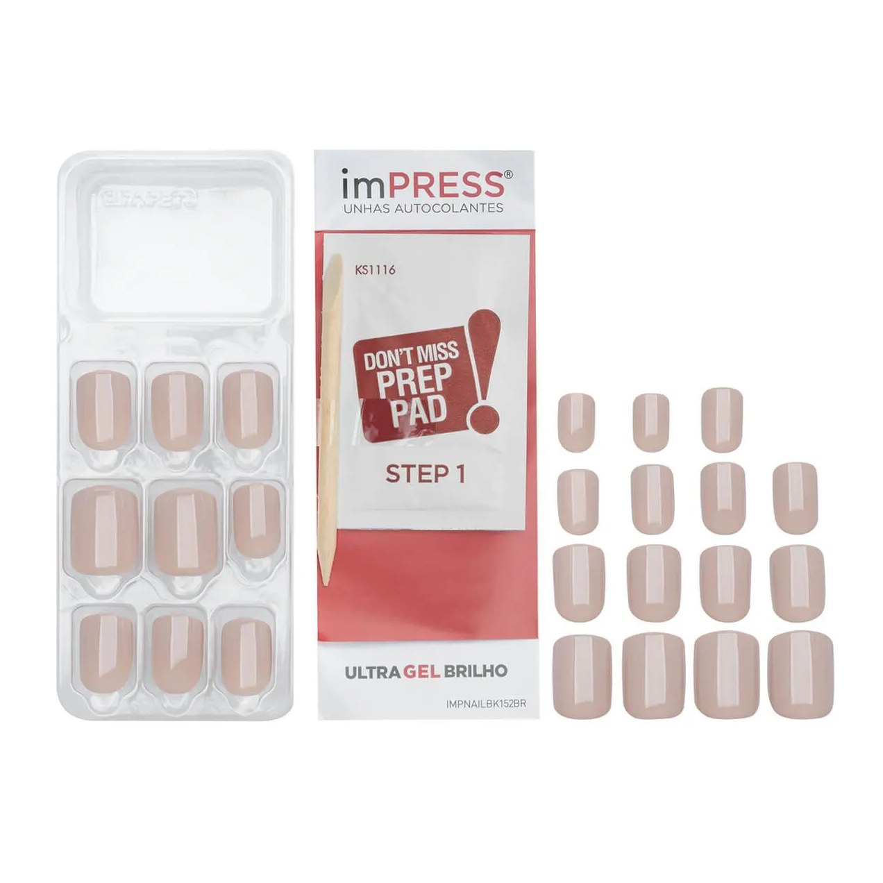 Unhas Autocolantes Impress Girlie Girl Curto com 24 Unidades