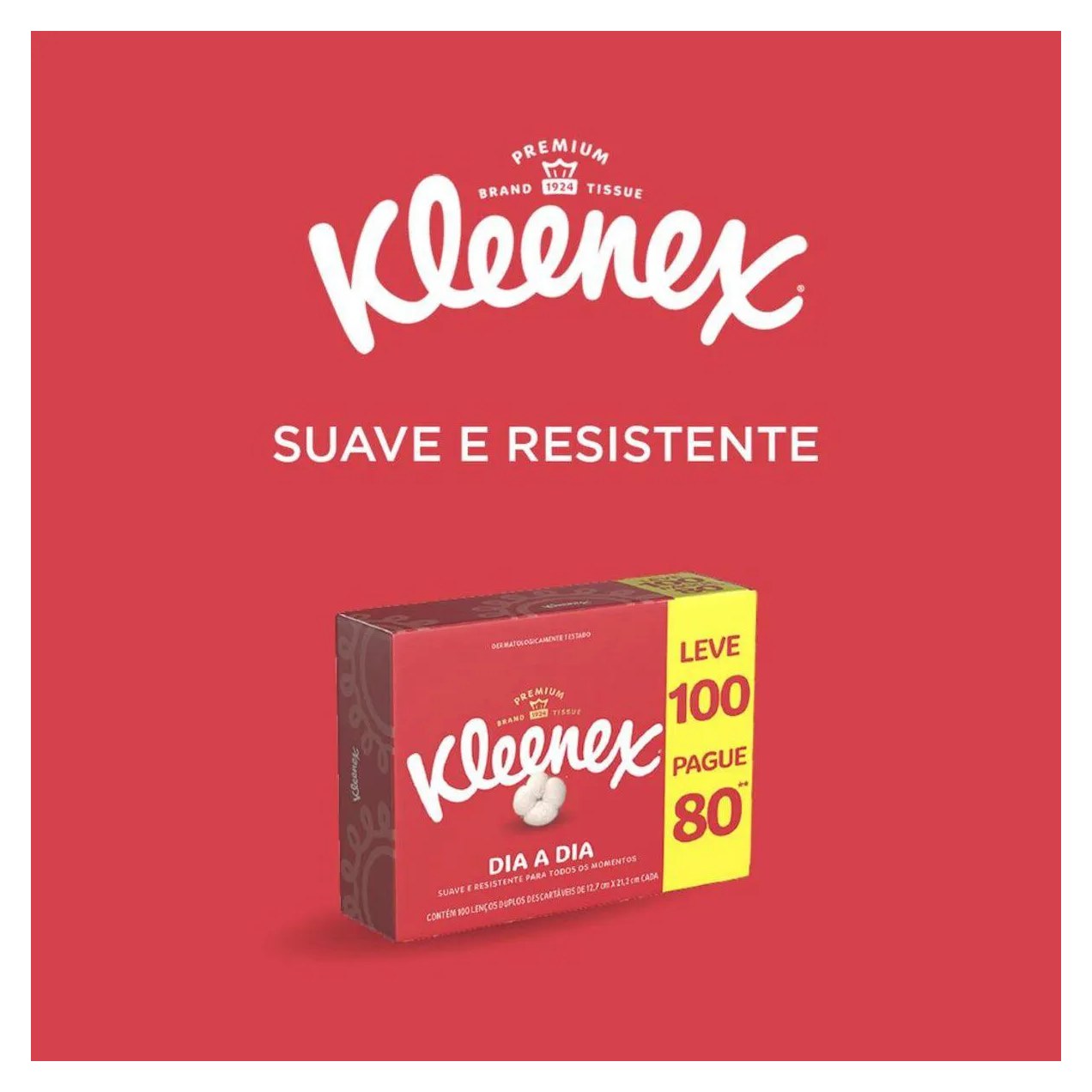 Lenço de Papel Kleenex com 100 Unidades