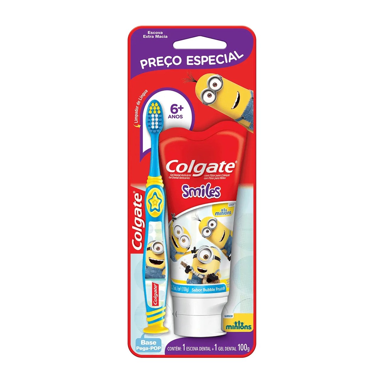 Kit Colgate Smiles Minions Infantil Escova de Dente + Pasta de Dente 100g