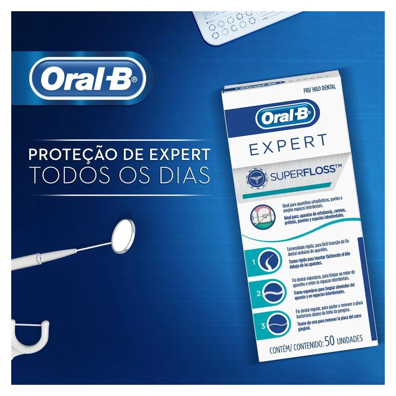 Fio Dental Oral-B Expert SuperFloss com 50 unidades