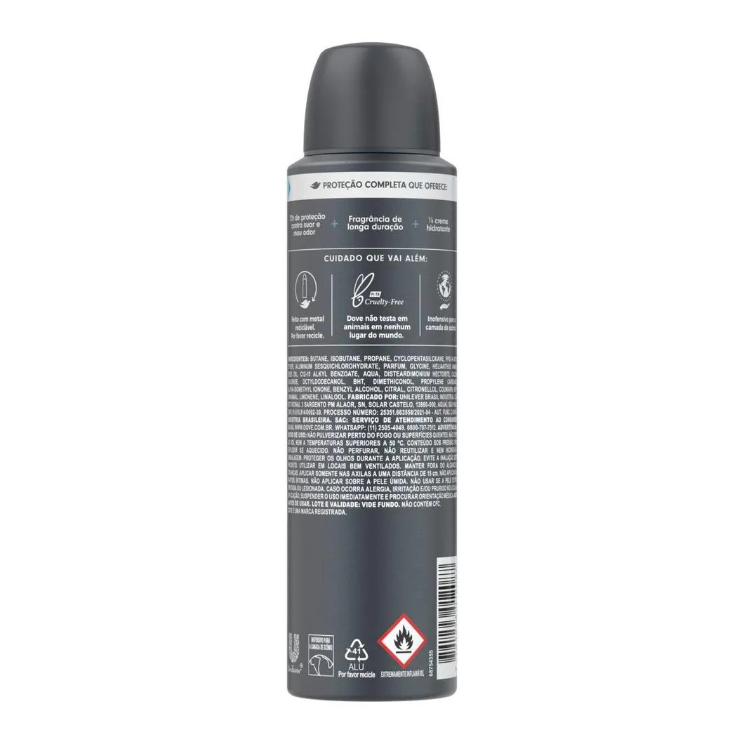 Desodorante Antitranspirante Aerosol Dove Men+Care Proteção Total Masculino 72h 150ml