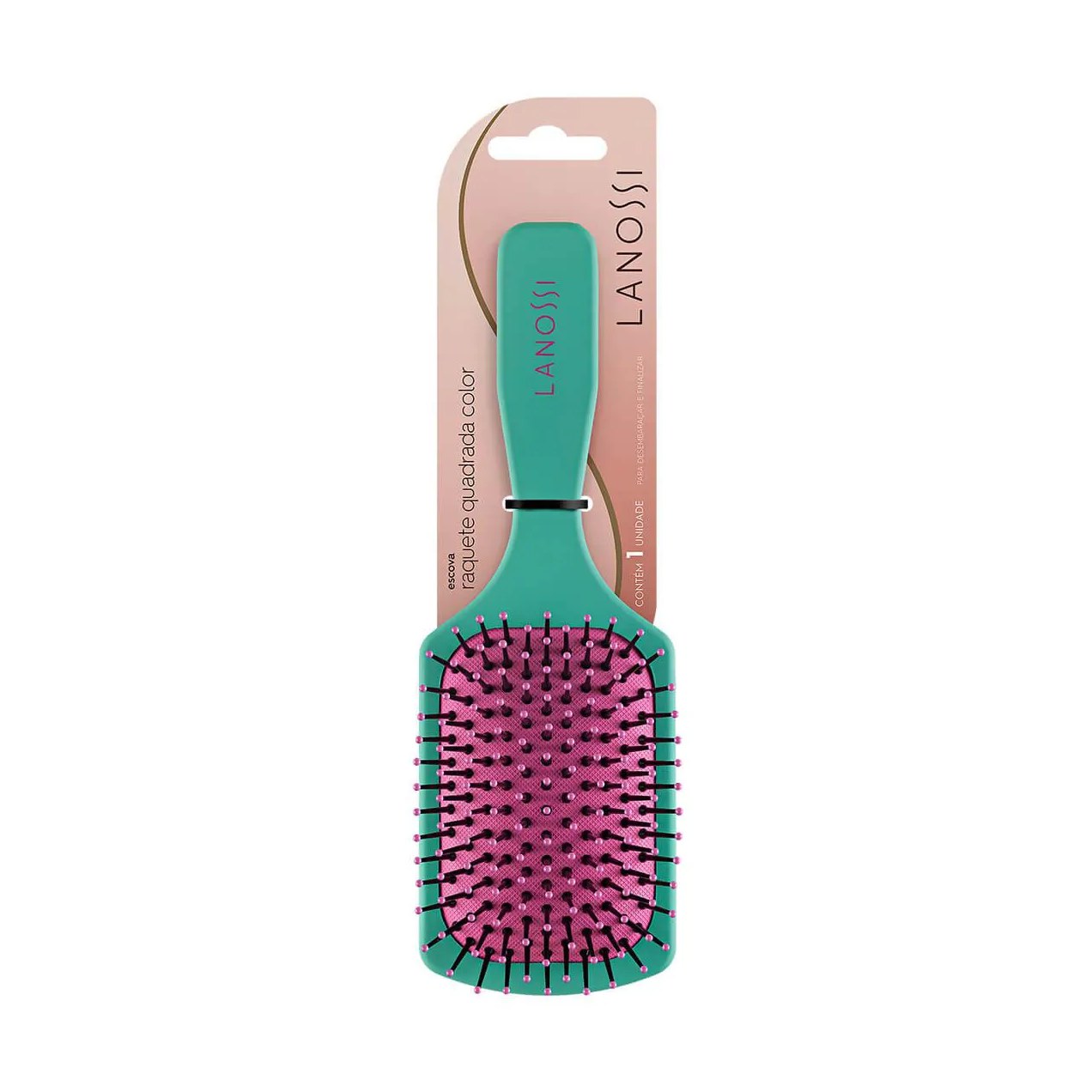 Escova de Cabelo Lanossi Color Raquete Quadrada - 1 unidade