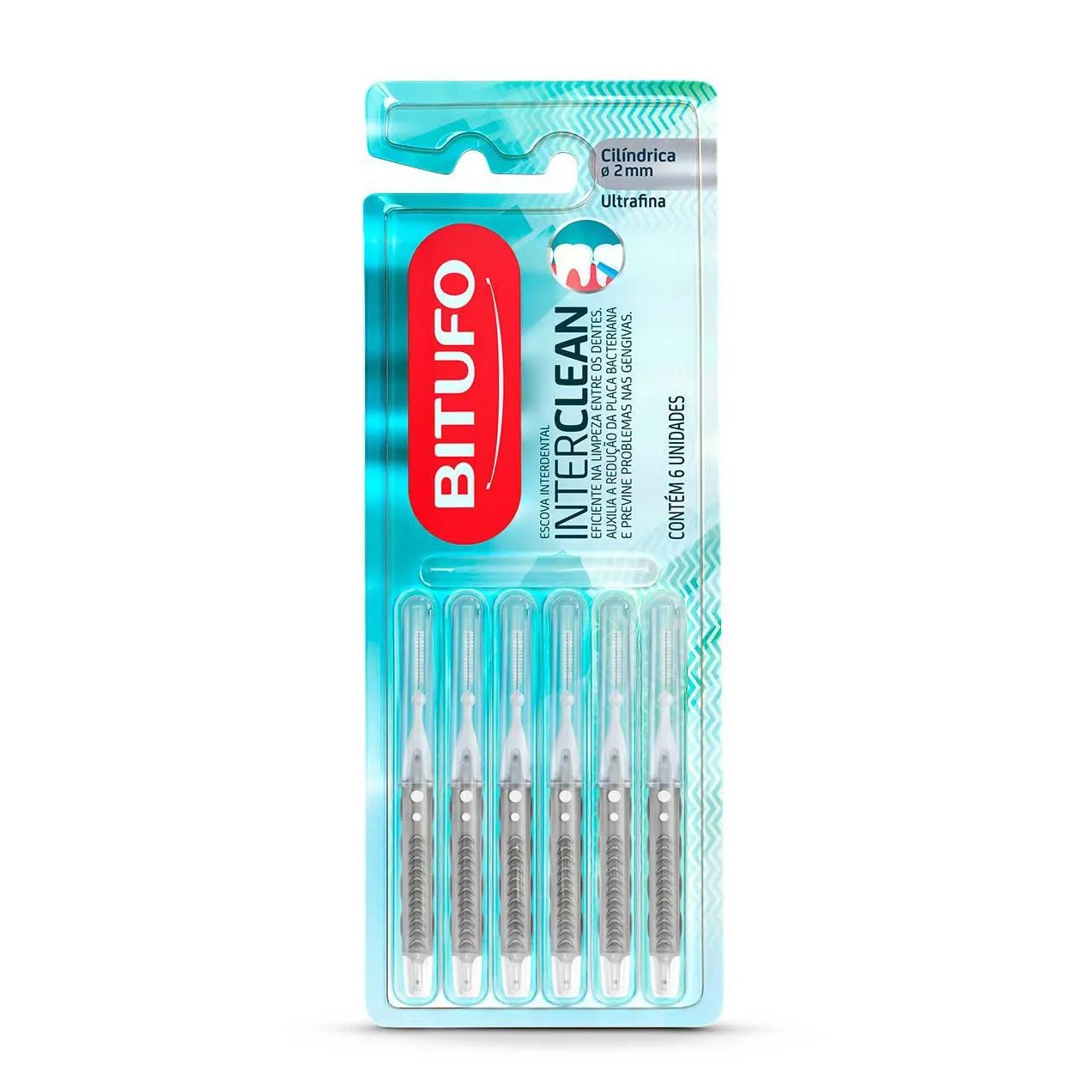 Escova de Dente Interdental Bitufo Interclean Ultrafina Cilíndrica com 6 unidades