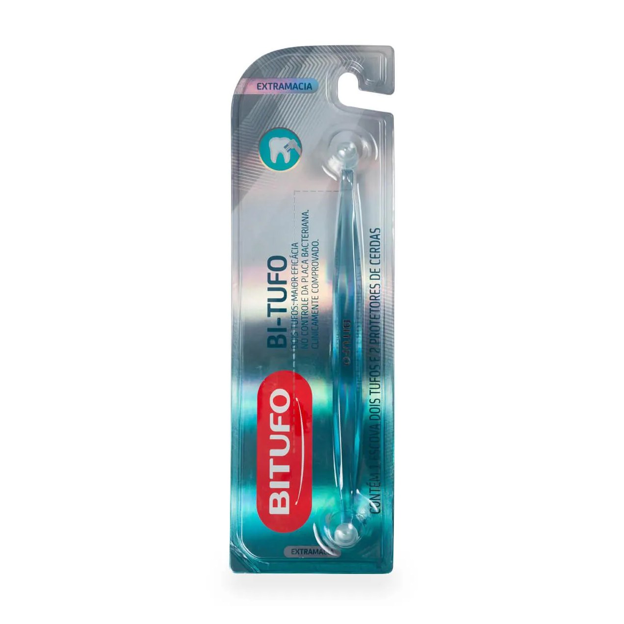Escova de Dente Bitufo Extramacia Dois Tufos com 1 unidade + 2 protetores de cerdas